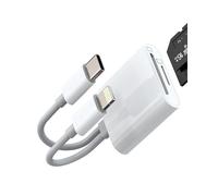 SD Card Reader for iphone Dual Cable Adapter USB-C and Lightning External Memory MicroSD TF Memory Card Type-C Camera Accessory for Apple for iphone 15Pro Max Plus for ipad Pro Compatible with Samsung
