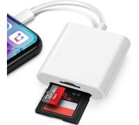 SD Card Reader for iPhone iPad, 2 in 1 Memory Card Reader Adapter, Microsd card to Lightning Adapter, Camera Card Viewer with SD & TF card slots, Plug and Play