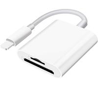 Sd Card Reader for iPhone iPad,2 in 1 Memory Card Reader Adapter,SD Card Viewer with Dual Slot for MicroSD/SD Card Viewer with SD & TF card slots Plug and Play