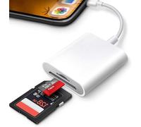 SD Card Reader for iPhone iPad-2 in 1Memory Card Reader with SD & TF card slots,| Plug & Play for iPhone 15/14/13, iPad Pro/Air, MacBook, Canon/Nikon/Sony Camera