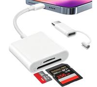 SD Card Reader for iPhone/iPad, 2 in 2 Lightning & USBC to SD Card Reader | Memory Card Reader with SD/Micro SD Dual-Slot, Camera Card Viewer SD Adapter for iPhone, iPad, Android, Laptop, Plug and Play