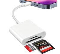SD Card Reader for iPhone/iPad, 2in1 Memory Card Reader Camera Card Viewer | MFi Certified Lightning to MicroSD Card Adapter with SD & TF Dual Card Slots Compatible with iPhone, Plug and Play
