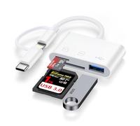 SD Card Reader for iPhone iPad, 3-in-2 Lightning & USB C SD Card Reader with Micro SD & SD Dual Slot and USB Port, Camera Card Viewer Photography Memory Card Adapter for iPhone 17/16/15/14/13,Samsung
