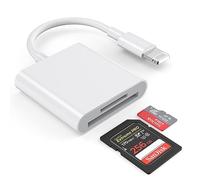 SD Card Reader for iPhone/iPad,[Apple MFi Certified]2 in 1 Dual Slot Lightning to SD/TF Card Camera Memory Card Reader Adapter for iPhone 14/13/12/11/X/XS/XR/8/7 iPad,Quickly Transfer Photos Videos