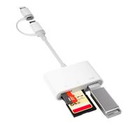 SD Card Reader for iPhone iPad [Apple MFi Certified], Lighitning USB C Card Reader 3 in 2 with MicroSD/SD, Type C Memory Card Reader Adapter Trail Camera sd card Viewer for iPhone16/17/15/14/Android