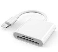 Sd Card Reader for iPhone iPad Camera,[Apple MFi Certified] Dual Slot Lightning to SD/TF Card Camera Memory Card Reader Adapter for iPhone 14/13/12/11/X/XS/XR/8/7 iPad,Quickly Transfer Photos Videos