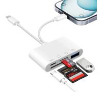 SD Card Reader for iPhone/iPad, Lightning SD Card Reader with Charging & USB Port, USB C sd card reader with Dual Slot SD/MicroSD Memory Card Reader Trail Camera Viewer USB C OTG Adapter, Plug & Play