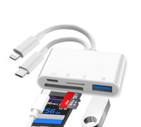 SD Card Reader for iPhone, Lightning to SD Card Reader, Camera Adapter to iPhone, S-D to i-Phone Adapter, 4 in 1 S-D R-eader for i-Phone 16,15,14, iPad, MacBook