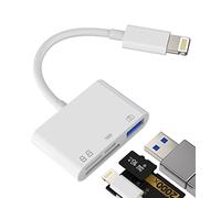 SD Card Reader for iPhone Lightning to USB Micro TF Charger Cable Dongle Accessorie OTG Adapter for Apple Camera Memory Viewer Flash Drive Stick Cord Mouse Keyboard Converter Photo Compact Photography