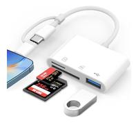 SD Card Reader for iPhone, Memory Card Reader for iPhone, SD Card Adapter for iPhone, Camera Card Reader with SD and TF Card Slots, Plug and Play (3 IN 2)