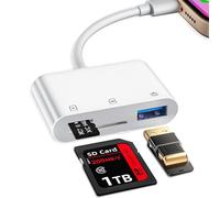 SD Card Reader for iPhone, Memory Card Veiwer Support SD and TF Card, USB Camera Adapter for Lightning Devices Compatible with iPhone 13 12 11 and More