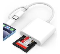 SD Card Reader for iPhone Pad, USB C & Lightning Memory Card Reader with Micro SD & SD Dual Card Slot, Photography Memory Card Adapter for Phone, Plug and Play
