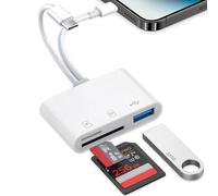 SD Card Reader for iPhone, SD Card Reader USB C 3 in 1 with USB, Micro SD Card Reader Photography Memory Card Adapter, USB C SD Card Reader for iPhone - Plug and Play