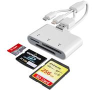 SD Card Reader for iPhone with USB-C & Lightning - 3-in-1 SD MicroSD xD-Picture Cards Memory Card Reader, Compatible with iPhone 16/15/14, iPad, MacBook, Android, Camera & PC