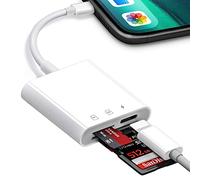 SD Card Reader for Phone/Pad,3 in 1 Lighning to SD/TF Card Camera Reader Adapter with Charging Port,USB OTG Adapter Compatible with Phone 13/12/11/X/XS/XR/8/7,Support iOS 9-15 Later