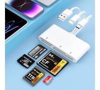SD Card Reader Memory Card Reader for iPhone/iPad/Camera/Android/PC, iOS/Type C/USB-A to SD/TF/CF/Micro SD/XD/MS USB C,8-in-1 OTG Card Reader Adapter High-Speed Camera Memory Card Adapter