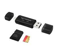 SD Card Reader, Seminer 4-in-1USB C/USB 2.0 Dual Slot OTG Memory Card Adapter for TF/Micro SD/SD/SDXC/Micro SDXC/Micro SDHC Memory Cards (Black)