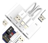 SD Card Reader USB Adapter for iPhone 17 16 15 14 Pro Max Compatible with Samsung USB C Micro SD Memory Stick Digital Camera (6in3)Lightning for iPad for Apple Multi OTG Flash 3.0 External Laptop Slot