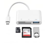 SD Card Reader USB C 3-in-1, Micro SD Memory Card Reader with Dual Slot and USB 3.0 Port, for Travel/Office/Studio, Compatible with iPhone 17/16/15 Series, iPad, MacBook Pro/Air, Samsung Galaxy