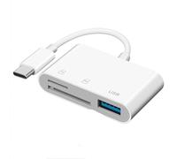 SD Card Reader, USB C to SD Card Reader for iPhone 15/iPad/Mac/Laptop, 3 in 1 Type C Memory Card Adapter for iMac, MacBook Pro/Air, MicroSD/SD (White, 1 PCS)