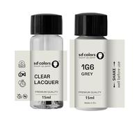 SD COLORS GREY METALLIC 1G6 New Touch Up Paint 15 ML REPAIR SCRATCH CHIP BRUSH COLOR CODE 1G6 GREY METALLIC (Farbe+KLARLACK)