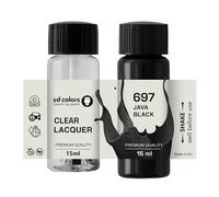SD COLORS JAVA BLACK 697 New Touch Up Paint 15 ML REPAIR SCRATCH CHIP BRUSH COLOR CODE 697 JAVA BLACK (PAINT+LACQUER)