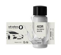 SD COLORS OLYMPIC WHITE 40R GAZ 8624 GOW New Touch Up Paint 15 ML REPAIR SCRATCH CHIP BRUSH COLOR CODE 40R GAZ 8624 GOW OLYMPIC WHITE (JUST PAINT)