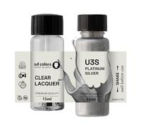 SD COLORS PLATINUM SILVER U3S New Touch Up Paint 15 ML REPAIR SCRATCH CHIP BRUSH COLOR CODE U3S PLATINUM SILVER (PAINT+LACQUER)