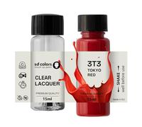 SD COLORS TOKYO RED 3T3 New Touch Up Paint 15 ML REPAIR SCRATCH CHIP BRUSH COLOR CODE 3T3 TOKYO RED (PAINT+LACQUER)