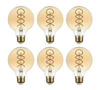 SD LUX G80 E27 Vintage Globe Decorative Edison LED Bulbs(Non-dimmable) 6W 450lm (Equi. 40W), CRI>90, 2200K Warm White (Amber, 6PC)