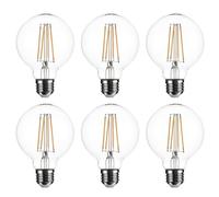 SD LUX G80 E27 Vintage Globe Decorative Edison LED Bulbs(Non-dimmable) 8W 1000lm (Equi. 100W), CRI>90, 2700K Warm White (Clear, 6PC)