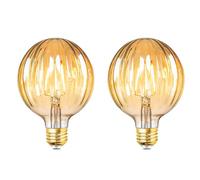 SD LUX LED Bulbs Vintage LED Light Bulbs 5W 500lm Globe ES E27 Dimmable Filament Retro Edison Bulbs Decorative Bulb Warm White 2700k, G105 Pumpkin, Amber, 2pc (105NG-Amber, 2)