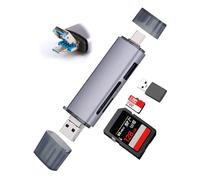 SD Memory Card Reader Adapter 6in1 with USB/3.0/Micro/TypeC/TF SDHC SDXC MMC 5Gbps High Speed Data Transfer Camera Cards Reading Upload Aluminum Multiport Connectors for iPhone iPad Mac Galaxy Pixel