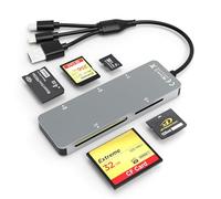 SD/TF/MS/CF/XD Card Reader Memory Stick Pro Duo Adapter - Multi Memory Card Reader Supports Micro SD/SD/Compact Flash/XD Picture Card, Lightning+USB A+USB C Camera Card Reader for iPhone/iPad/Mac