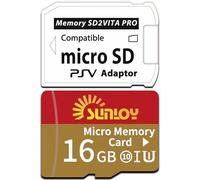 SD2Vita 6.0 PS Vita Memory Card Adapter with 16GB Micro SD Card, High Speed microSDHC UHS-I Flash Memory Card with PSV Micro SD Card Adapter for PSV 1000/2000 PSTV FW 3.60 HENkaku Enso System