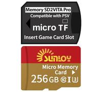 SD2Vita 6.0 PS Vita Memory Card Adapter with 256GB Micro SD Card, Up to 140MB/s microSDXC UHS-I Flash Memory Card with PSVita SD Card Adapter for PSV 1000/2000 PSTV FW 3.60 HENkaku Enso System