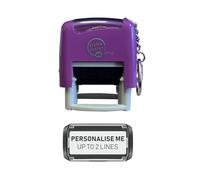 SD4U Personalised Keyring Key Ring Rubber Stamp- Portable Stamp | Personalise 2 lines of text; clear impression, Black ink; self-inking for business and everyday office use.
