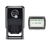 SD4U Word and Date Stamp Self Inking - Paid and Changeable Date in Green Ink