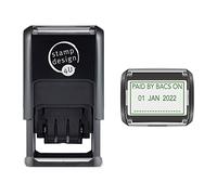SD4U Word and Date Stamp Self Inking - Paid by BACS ON and Changeable Date in Green Ink