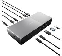 Kensington SD5000T5 EQ Thunderbolt 5 Docking Station, Triple Monitor 8K/4K, SD & Micro SD Card Readers, 140W Power Delivery, 3 x Thunderbolt 5 ports, Ethernet & USB-A 3.2 Gen2 - Space Grey (K35201EU)