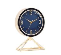 SDA287MZ Bedside Luxury Living Room Metal Table Clocks Electronic Modern Silent Desk Decorative Battery Operated Simple Design Shelf(Blue)