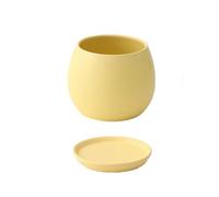 SDA287MZ Ceramic Flower Pot With Saucer, Colors, Minimalist Round Design, Matte Finish Multifunction(Yellow,Small)