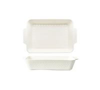 SDA287MZ Lasagna Pans Baking Bowl Cheese Baked Rice Roasting Pan Household Ceramic Large Baking Double Ear Rectangular Microwave Oven Roasting Pan Lasagne Dish(White)