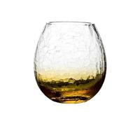 SDA287MZ Versatile Handmade Colorful Crackle Drinking Glasses, 10.5Oz Thicked Crystal Lead-Free Cups for Home Bar Party(Amber)
