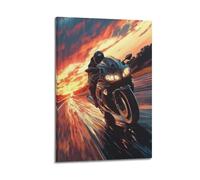 SDAEWUBB Hayabusa Motorcycle Sunset Ride Poster Poster Decorative Painting Canvas Wall Posters And Art Picture Print Modern Family Bedroom Decor Posters 24x36inch(60x90cm)