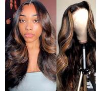 sdamey 13x6 Front Wigs Lace Wigs Human Hair 1B/30 250 Density Body Wave Blonde Highlighted Ombre Wig with Front Net Human Hair