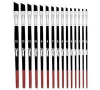 Sdanart Angular Paint Brushes,15 PCS Different Size Professional Angled Paint Brush for Acrylic Watercolor Gouache Oil Painting,Highly Absorbent Nylon Hair Angled Paintbrush for Artists and Beginners