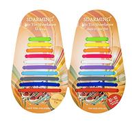 SDARMING Elastic Silicone Tieless Running Shoe Laces for Kids and Adults (Multi-color, Waterproof)