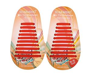 SDARMING No-Tie Elastic Silicone Laces for Kids & Adults - Waterproof Tieless Running Shoe Laces (Red)