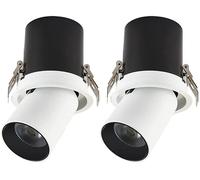 SdaryWare 2 Count,2.5-4.5in Telescopic Led Spotlight 360°Rotate Downlight 7W-25W Eyeball Recessed Light Matte White Aluminum Spot Light,Multiple Gimbal Can Lights,25w-6000k